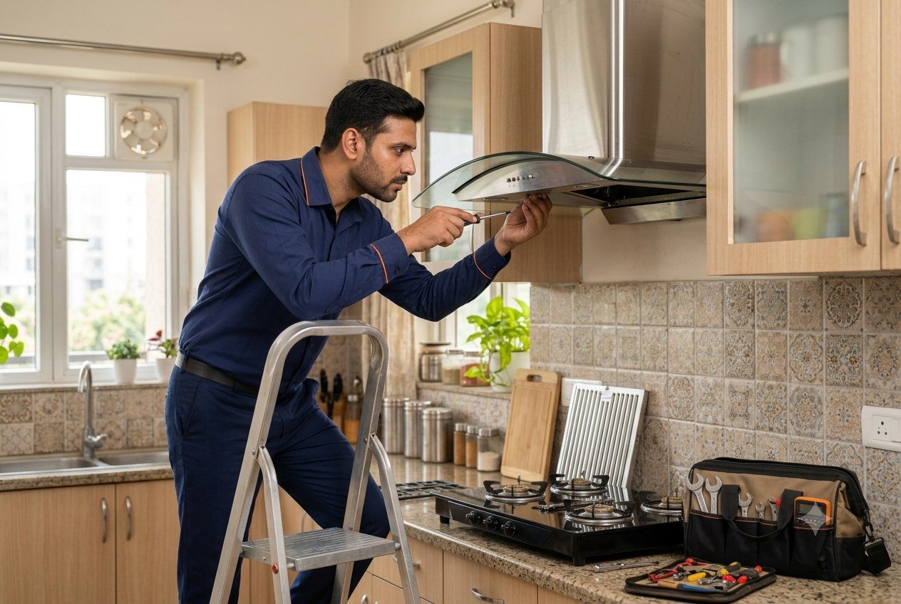 Gas stove repair technician at work in Chandigarh